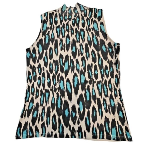 August Silk Women's Silk Blend Leopard Print Sleeveless Sweater SIZE-LARGE - Picture 2 of 5